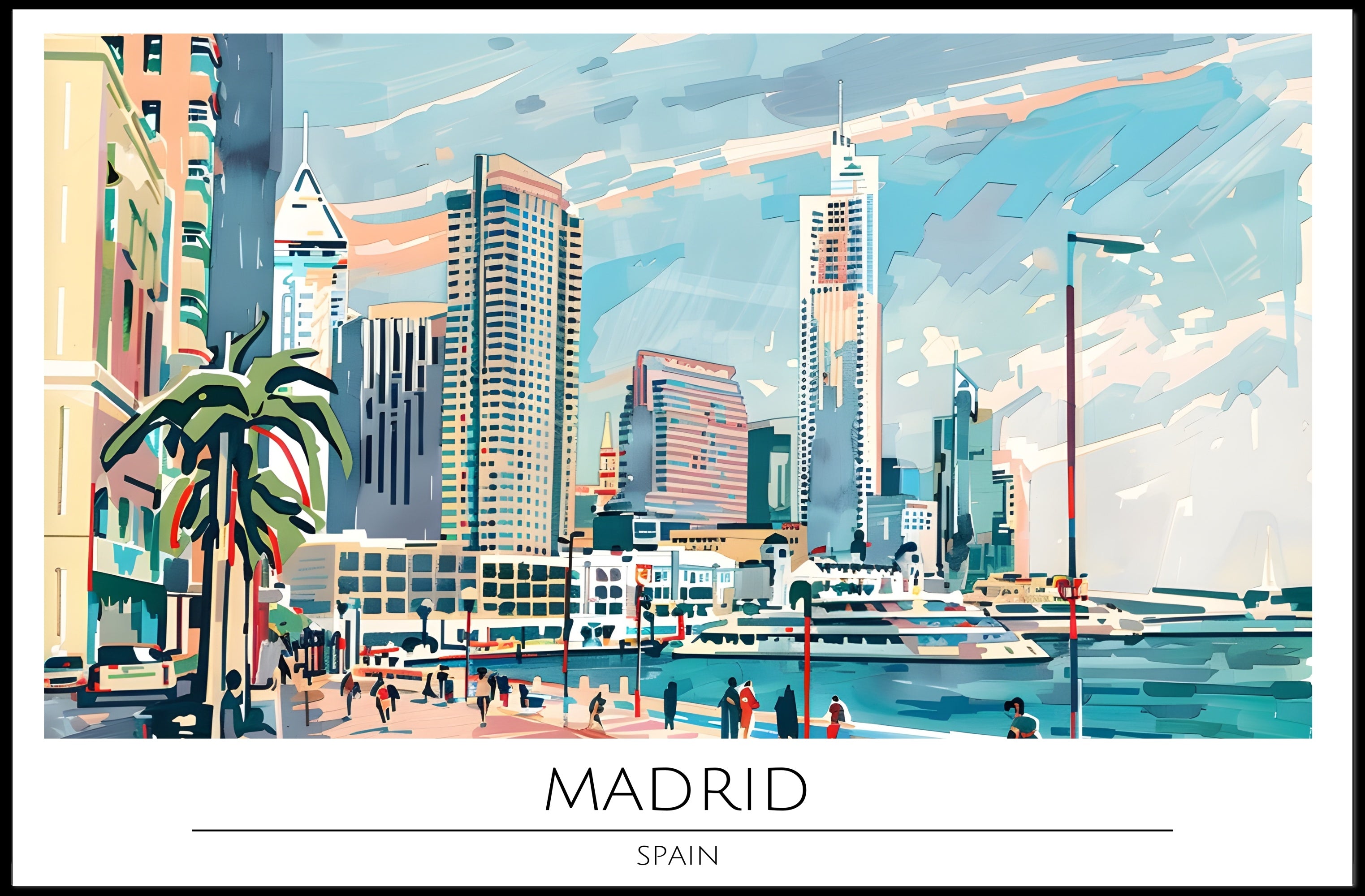 Vibrant Madrid Skyline Poster PosterGoat