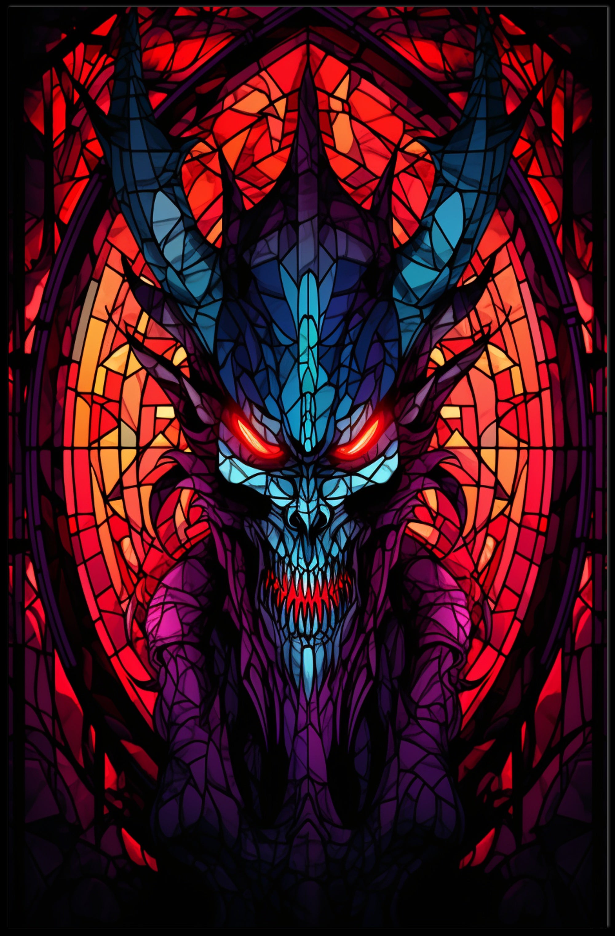 Stained Glass Demon Poster PosterGoat