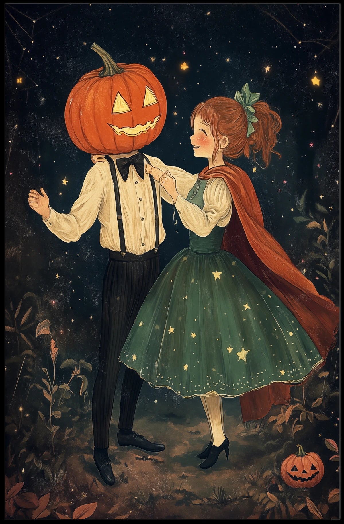 Whimsical Dancing Scene Illustration Fairy-tale Poster