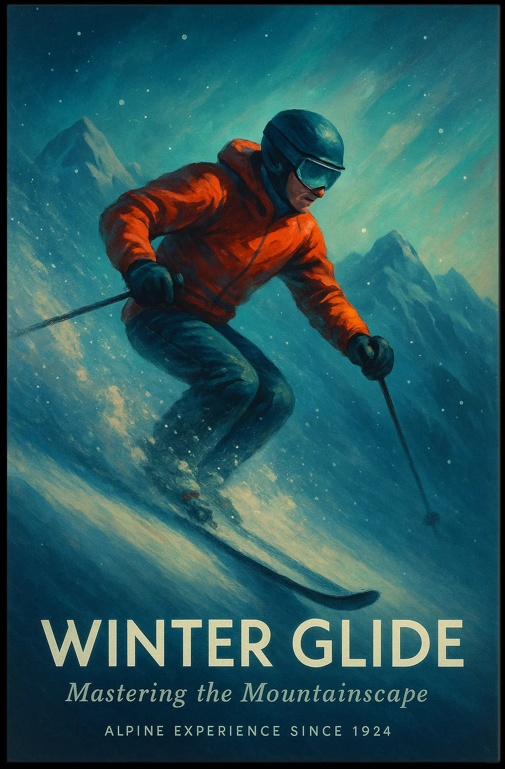 WINTER GLIDE Vintage Alpine Skiing Sports Poster PosterGoat