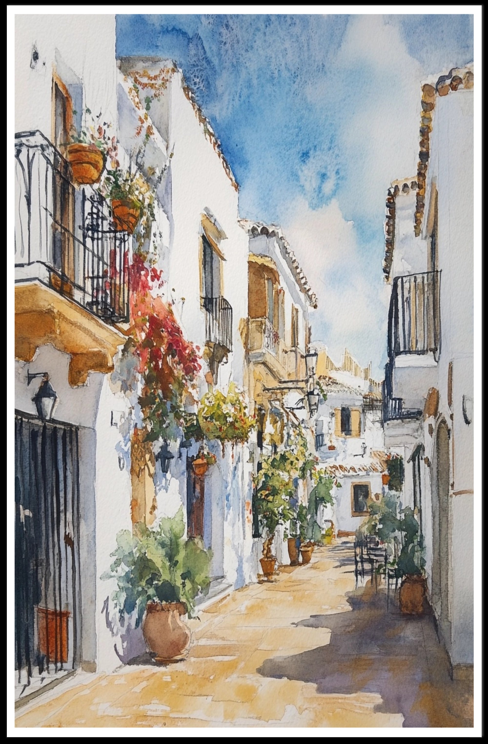 Quaint Mediterranean Street Poster PosterGoat
