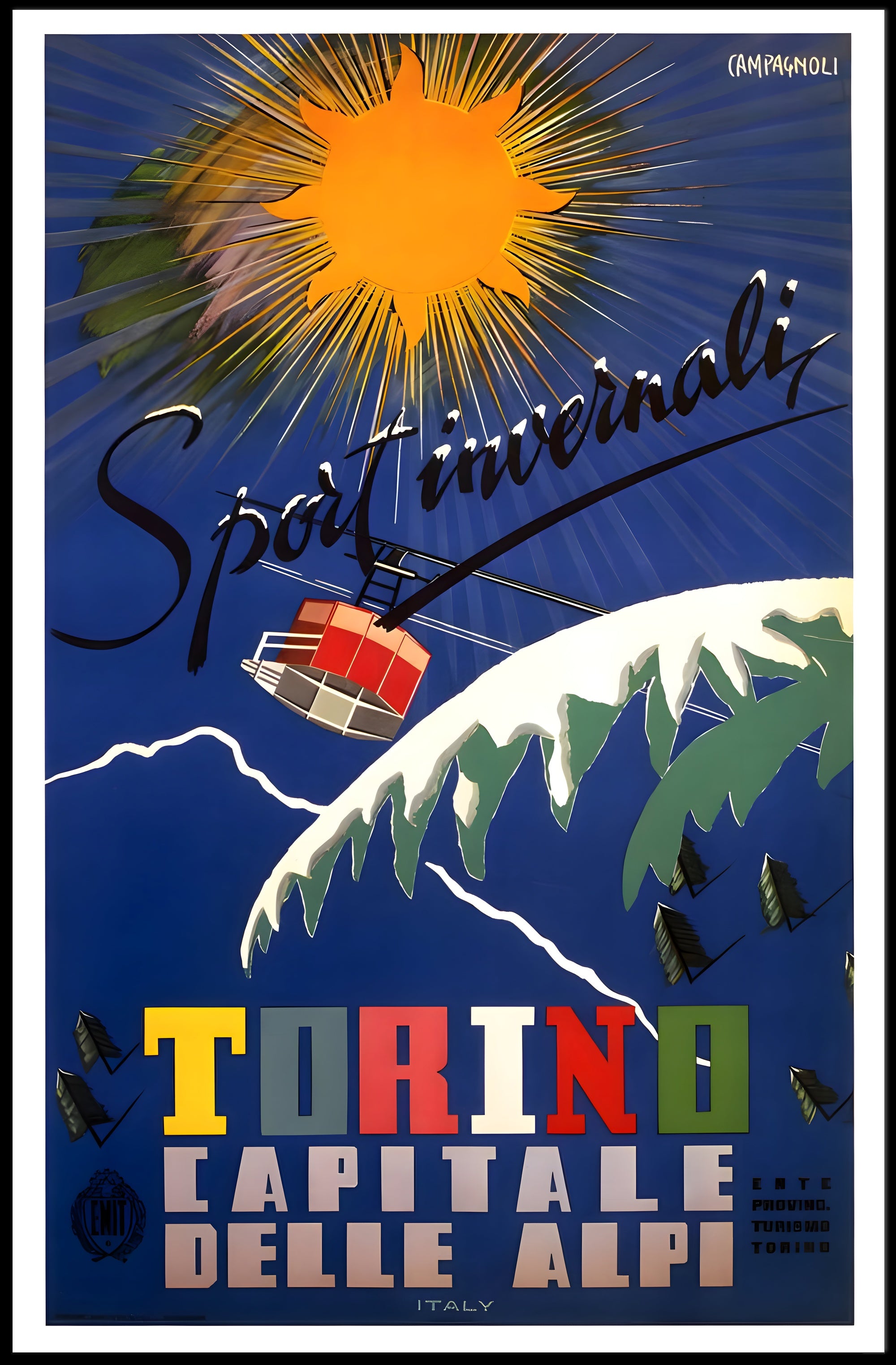 Winter Sports Adventure Travel Poster Turin Italy PosterGoat