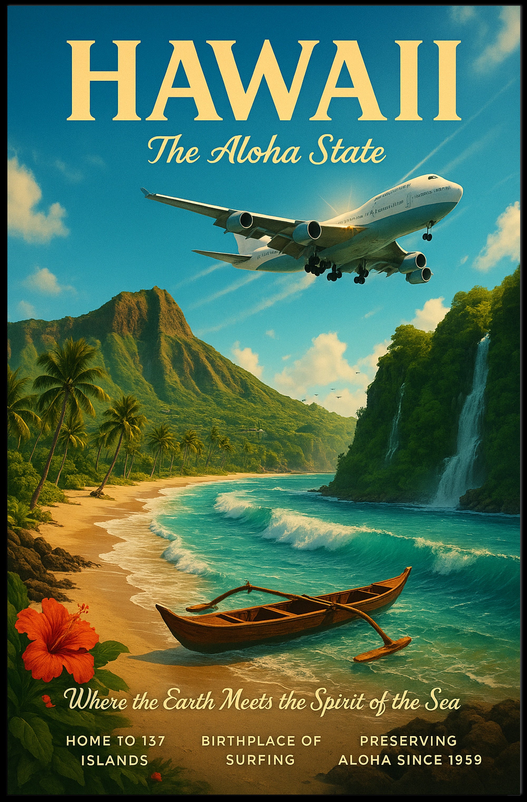 Hawaii Vintage Travel Poster Wall Art Print