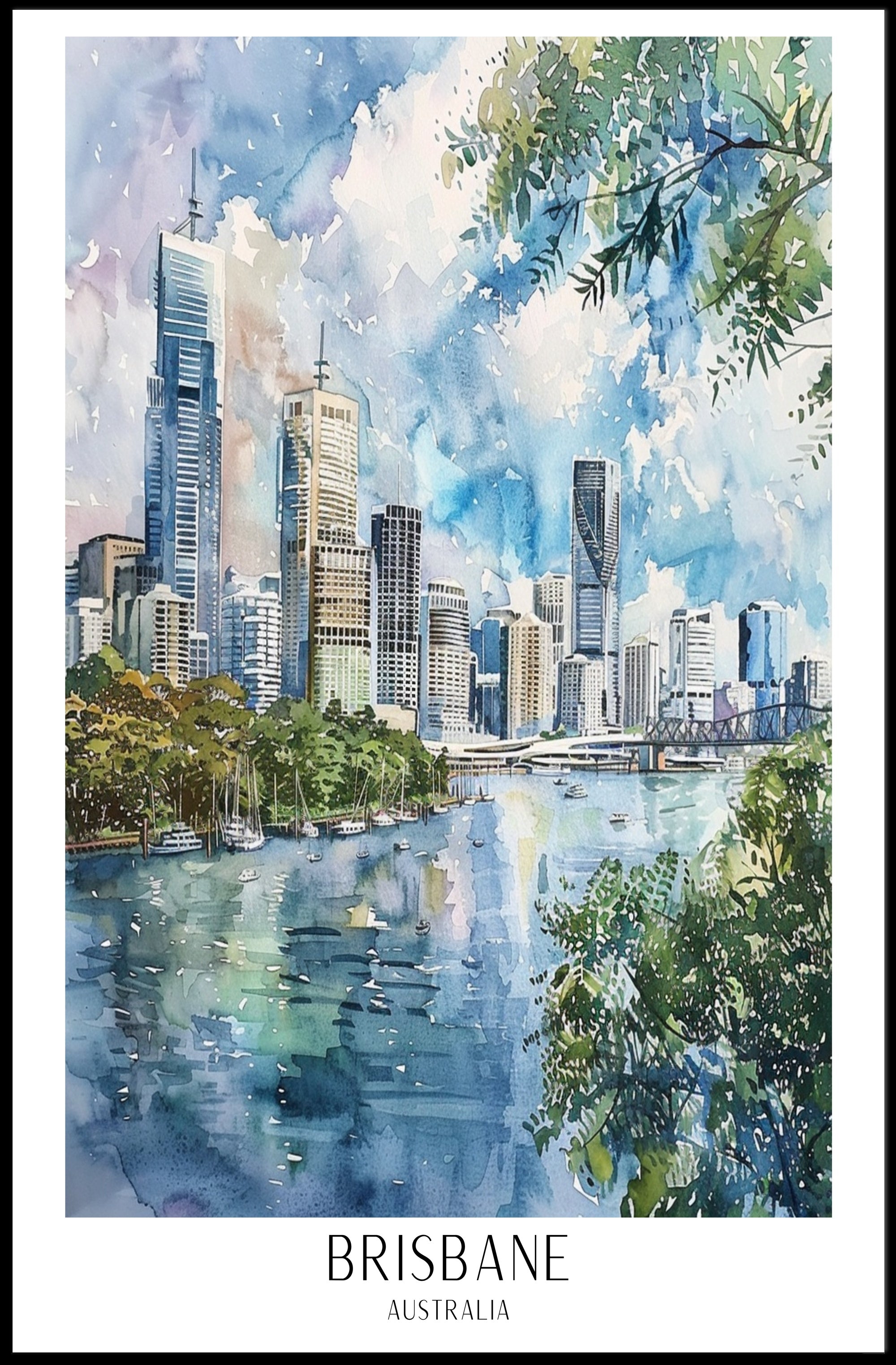 Brisbane Skyline Poster PosterGoat
