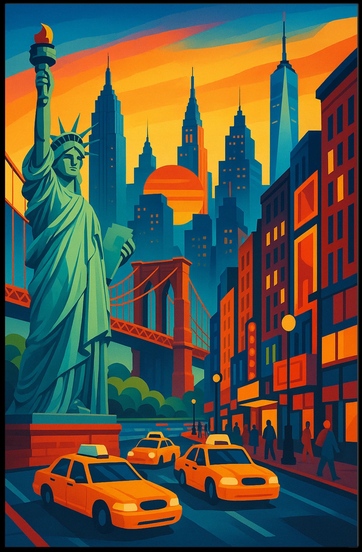 New York City Vibrant Adventure Poster Modern Wall Art