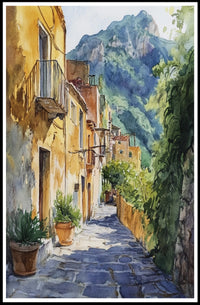 Serene Italian Village Scene Poster PosterGoat