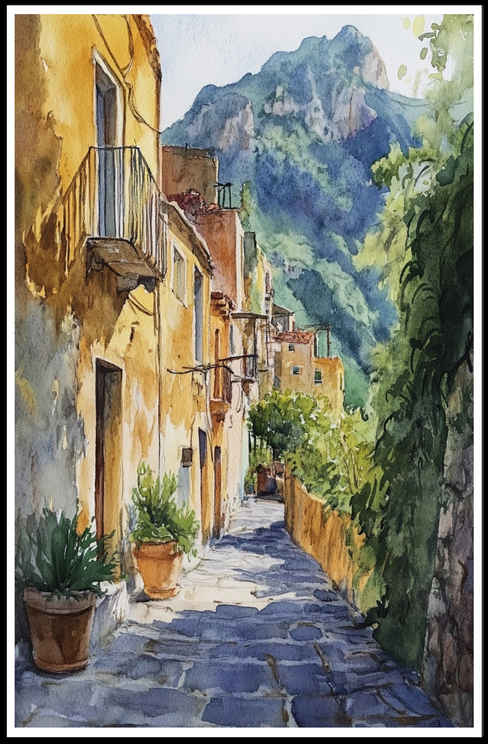 Serene Italian Village Scene Poster PosterGoat