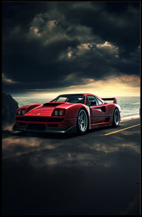 Red Supercar at Sunset Poster PosterGoat
