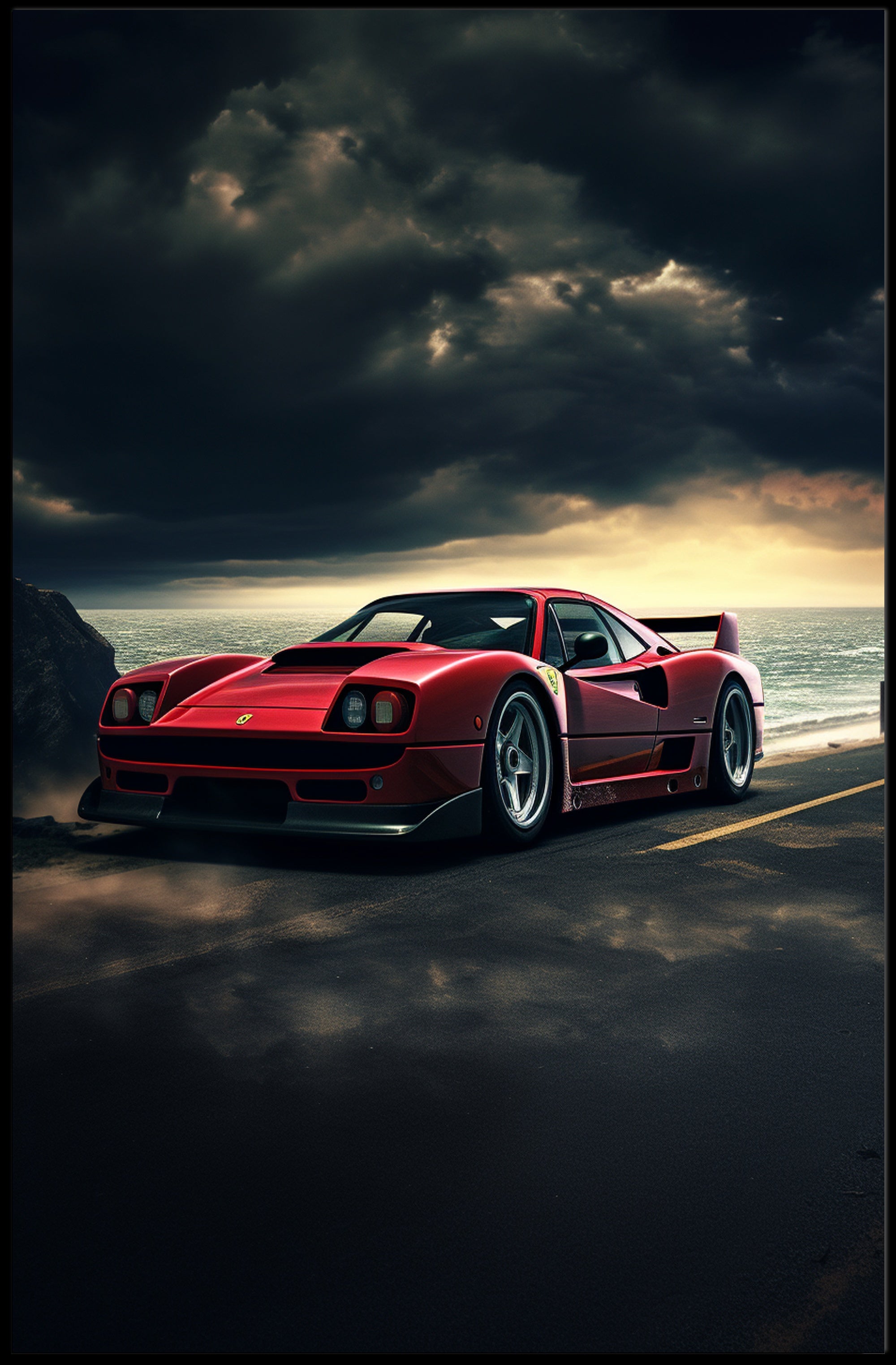 Red Supercar at Sunset Poster PosterGoat
