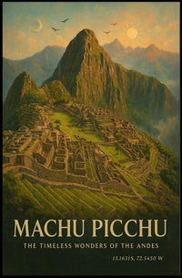 Machu Picchu Vintage Art Travel Poster