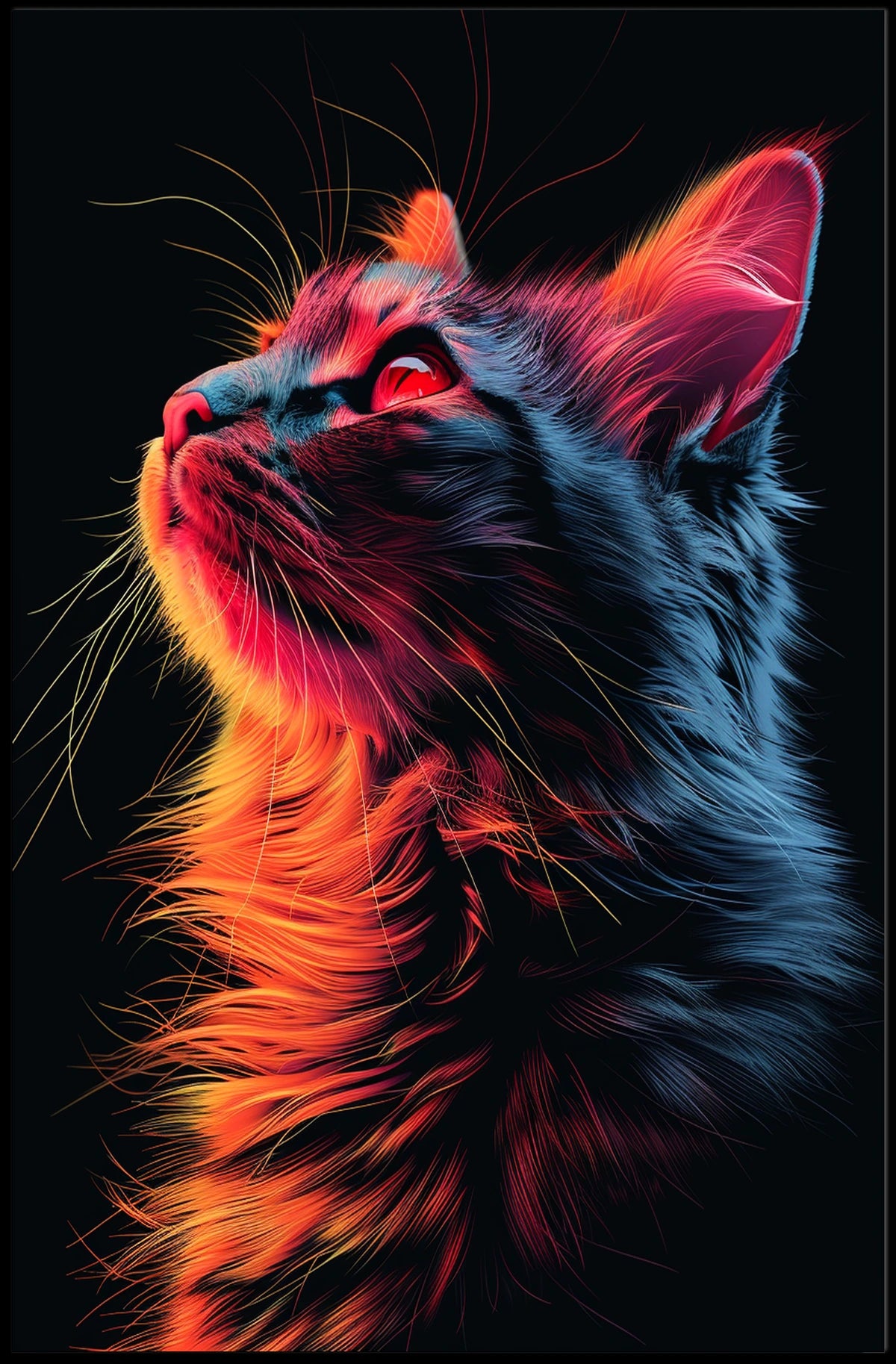Neon Cat Portrait Poster