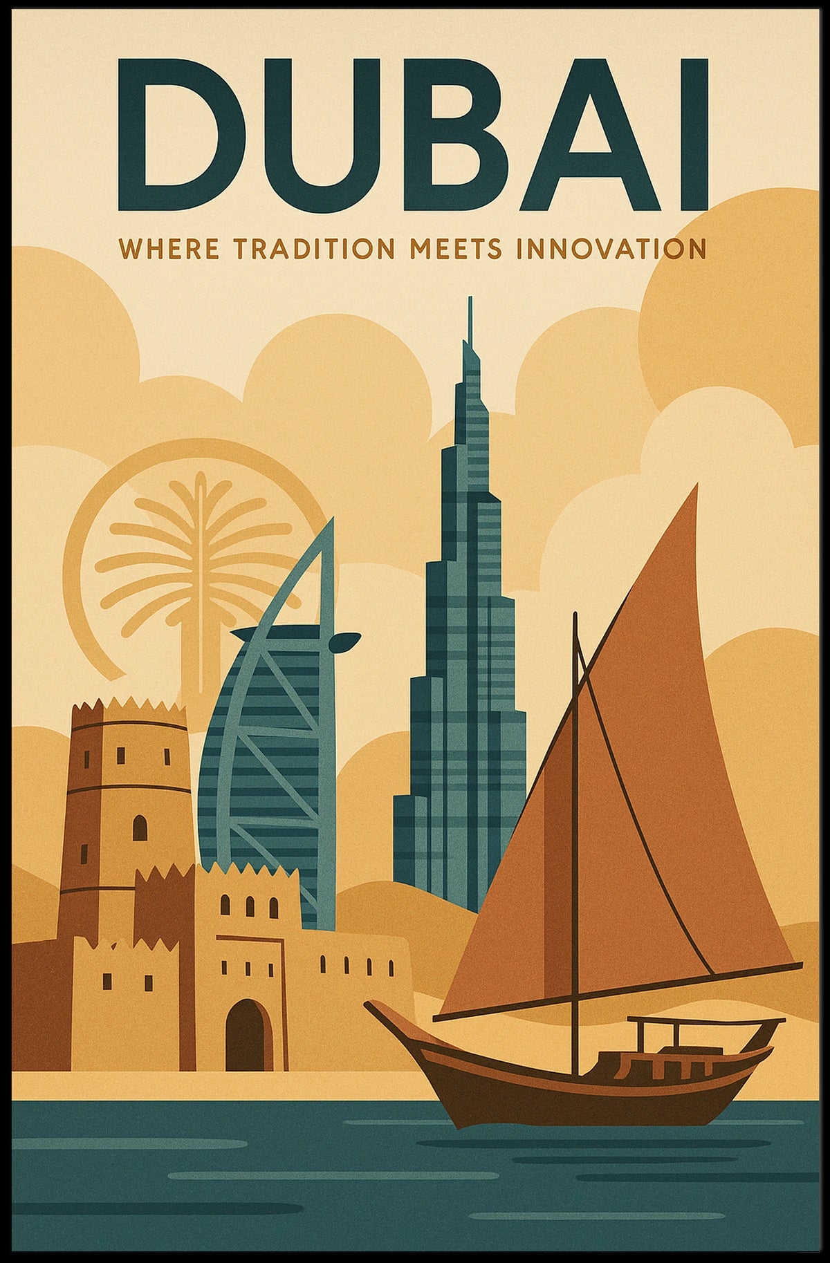 Dubai Poster Heritage Meets Innovation For Travel Lovers