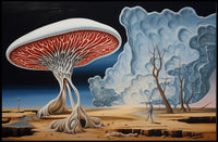 Surreal Landscape with Skeletal Wanderer Fantasy Poster