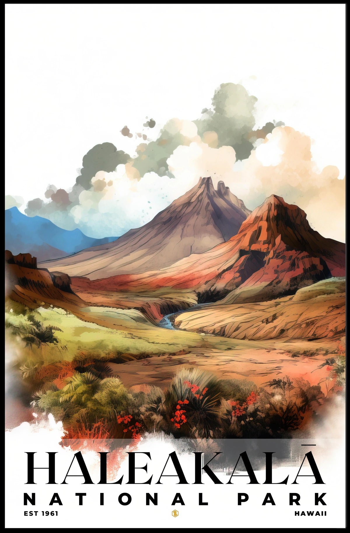 Haleakala? Watercolor Wall Art Poster