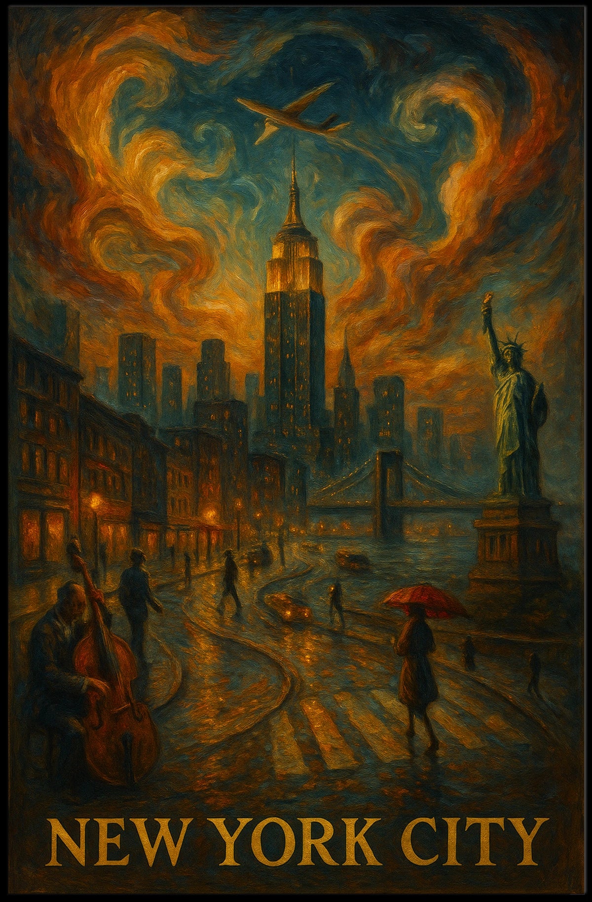 New York City A Vibrant Evening Poster