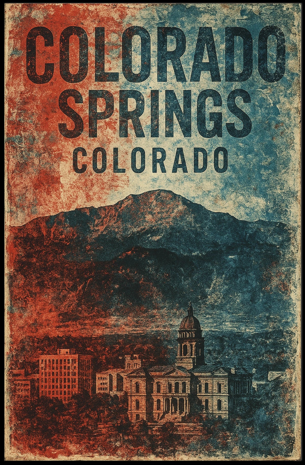 Colorado Springs Vintage Scenic Travel Wall Art Decor Souvenir Gift Wanderlust Inspired Home Poster