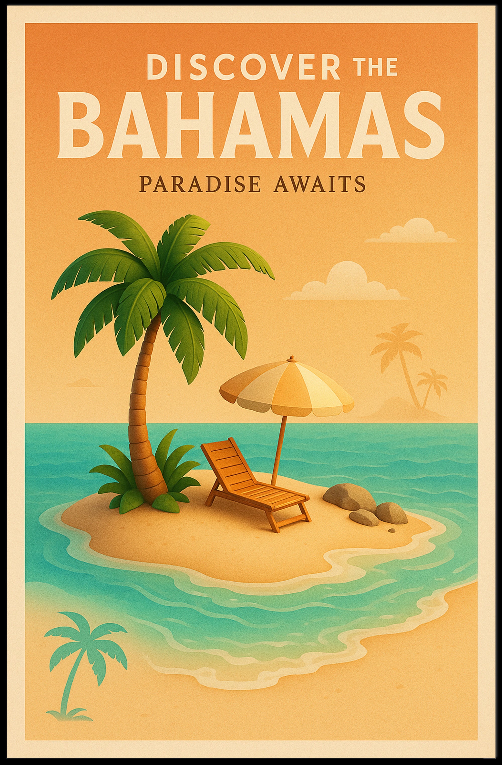 Bahamas Tropical Paradise Vintage Travel Poster