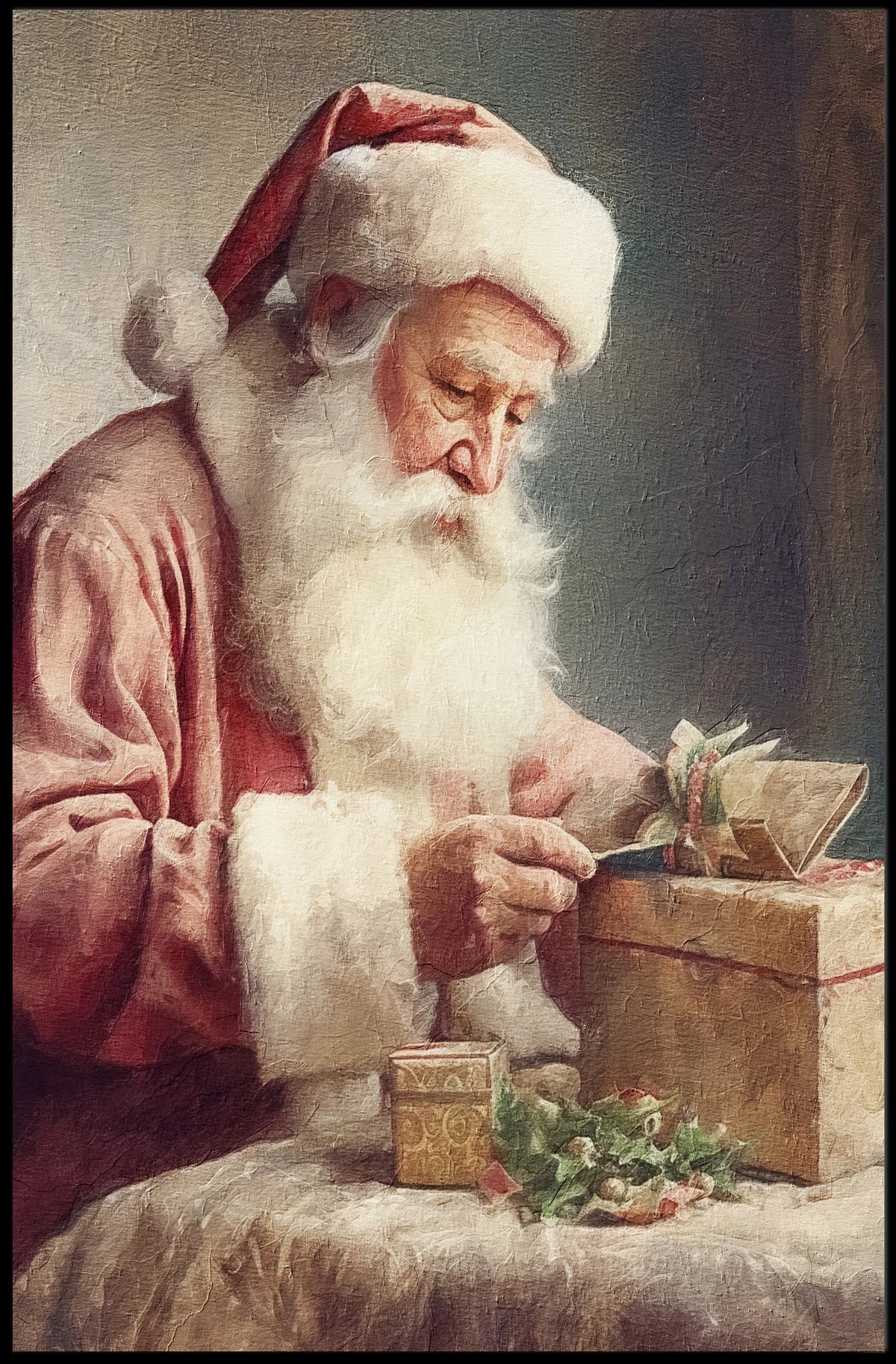 Santa Claus In A Moment Of Preparation Poster