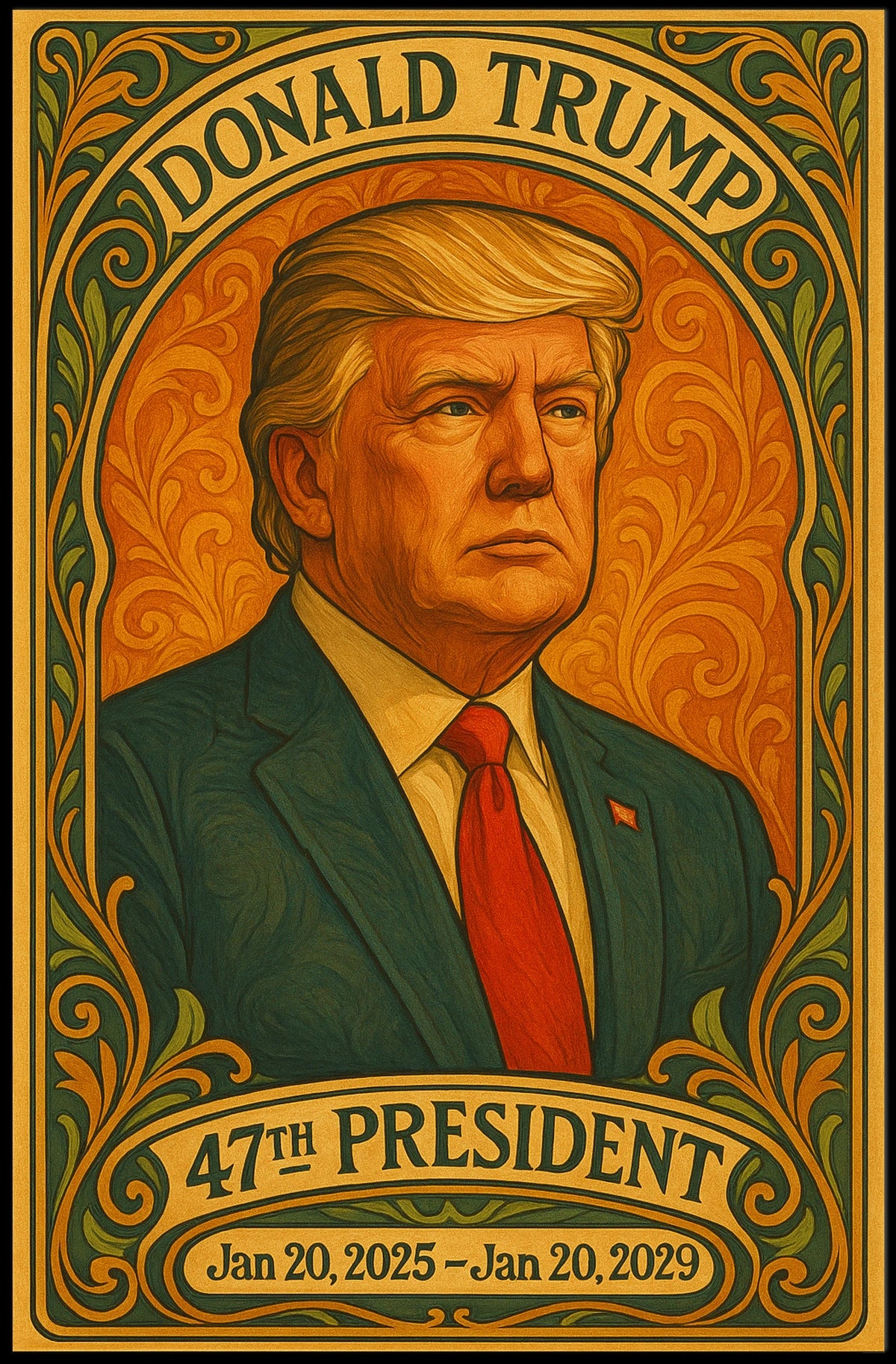 Trump Statesmanship Portrait Art Deco Patriotic Poster