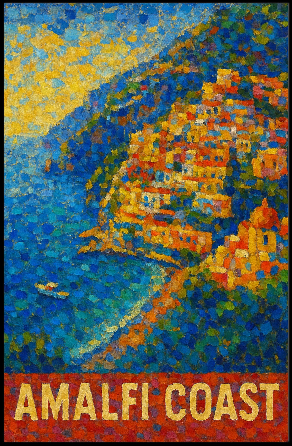 Amalfi Coast Poster Wall Art 18x24 Coastal Decor Gift Ready