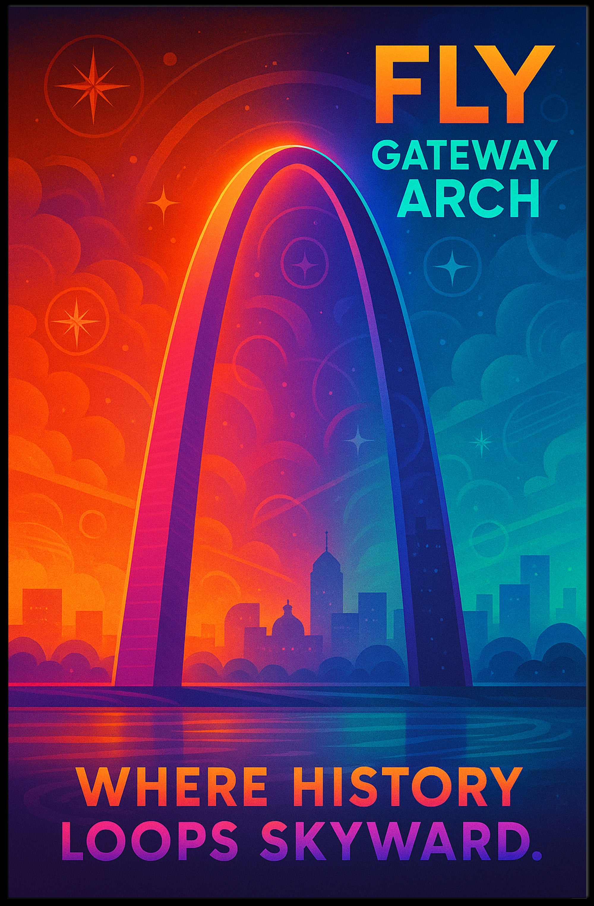 Gateway Arch Inspiring St. Louis Urban Cityscape Travel Poster