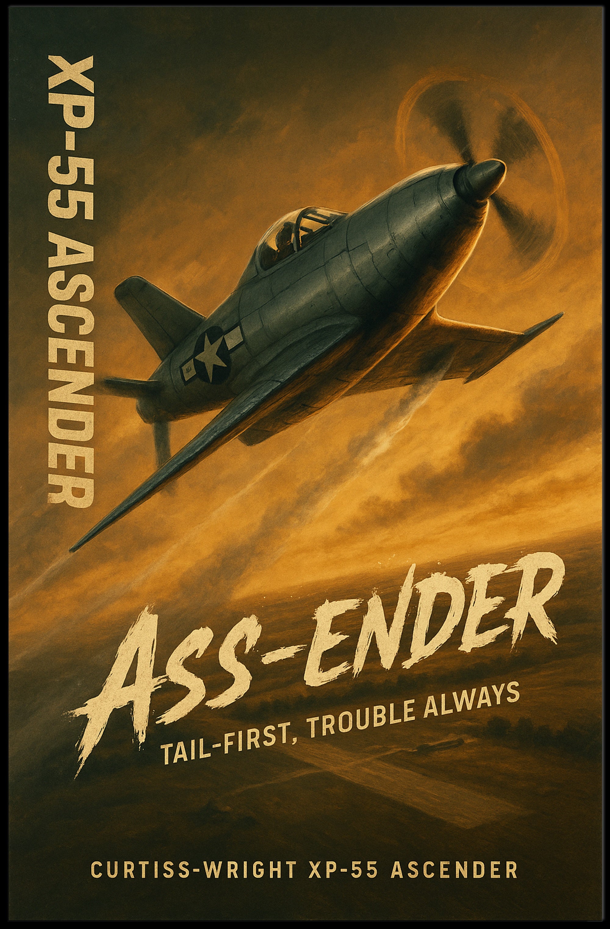 Curtiss-Wright XP-55 Ascender Iconic WWII Era Poster