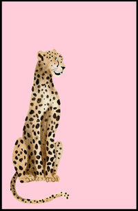 Leopard Against Pink Background Animal Poster PosterGoat