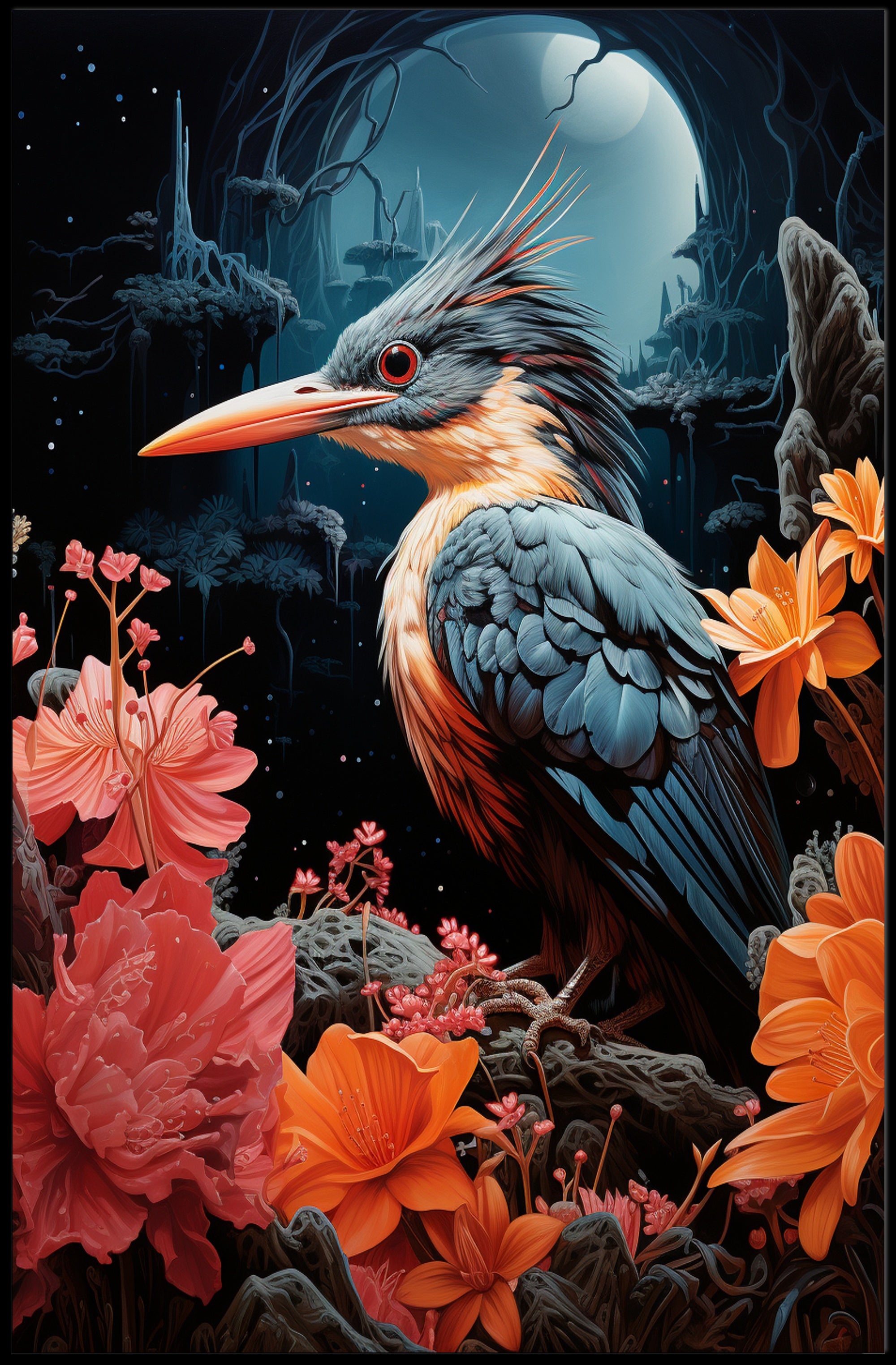 Enchanted Night Bird Poster
