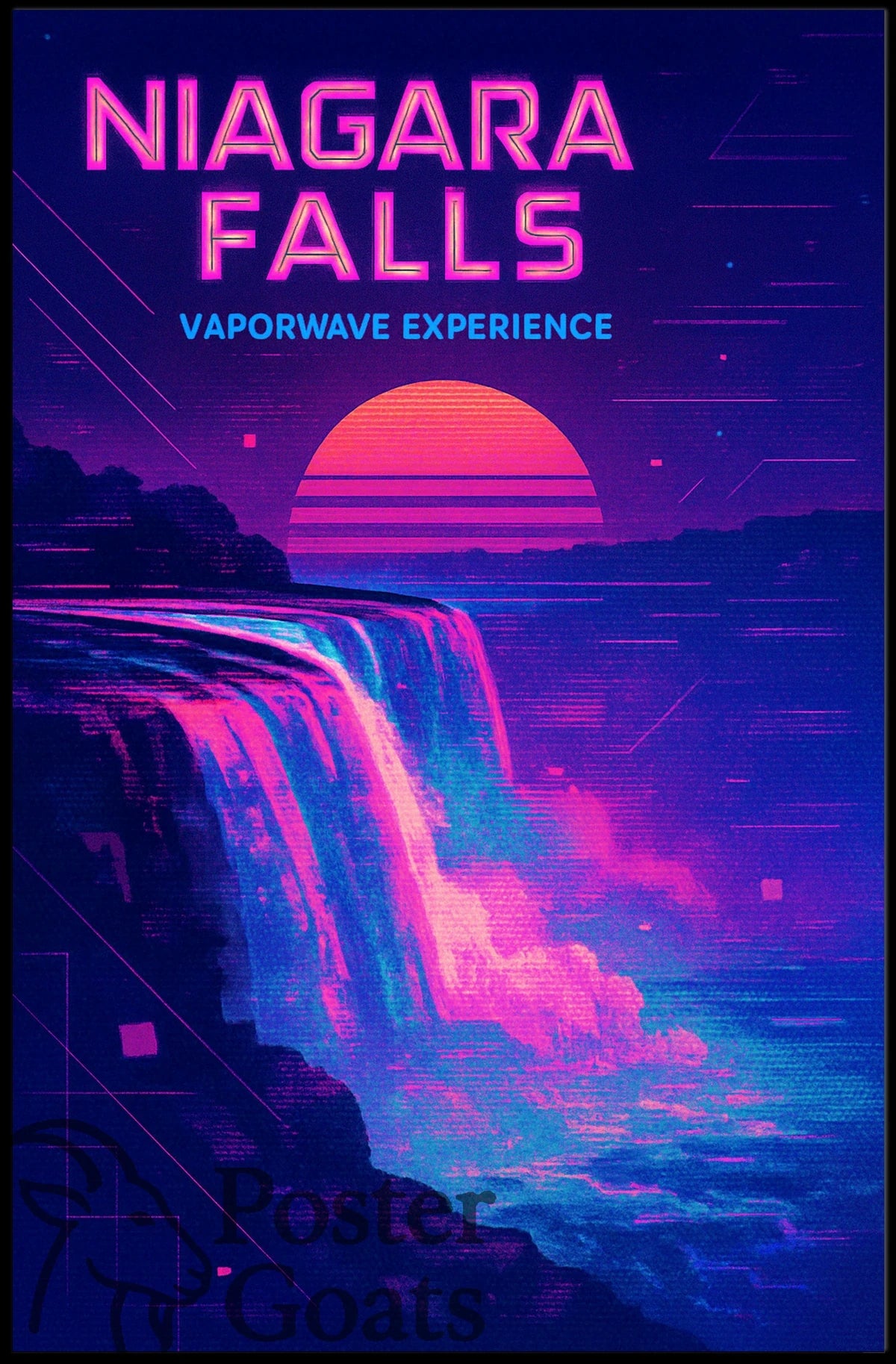 Niagara Falls Vaporwave Retro-futuristic Artistic Poster