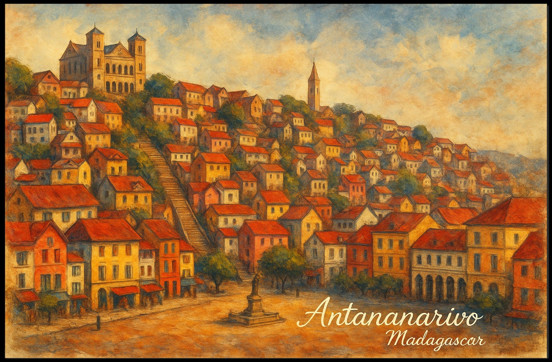 Antananarivo Cityscape Wanderlust Photo Realism Poster