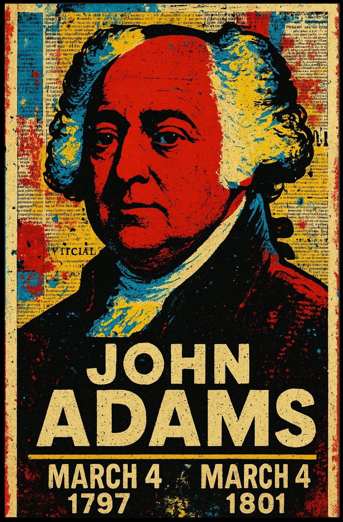 John Adams 2nd President of the United States Street Art Mashup Poster