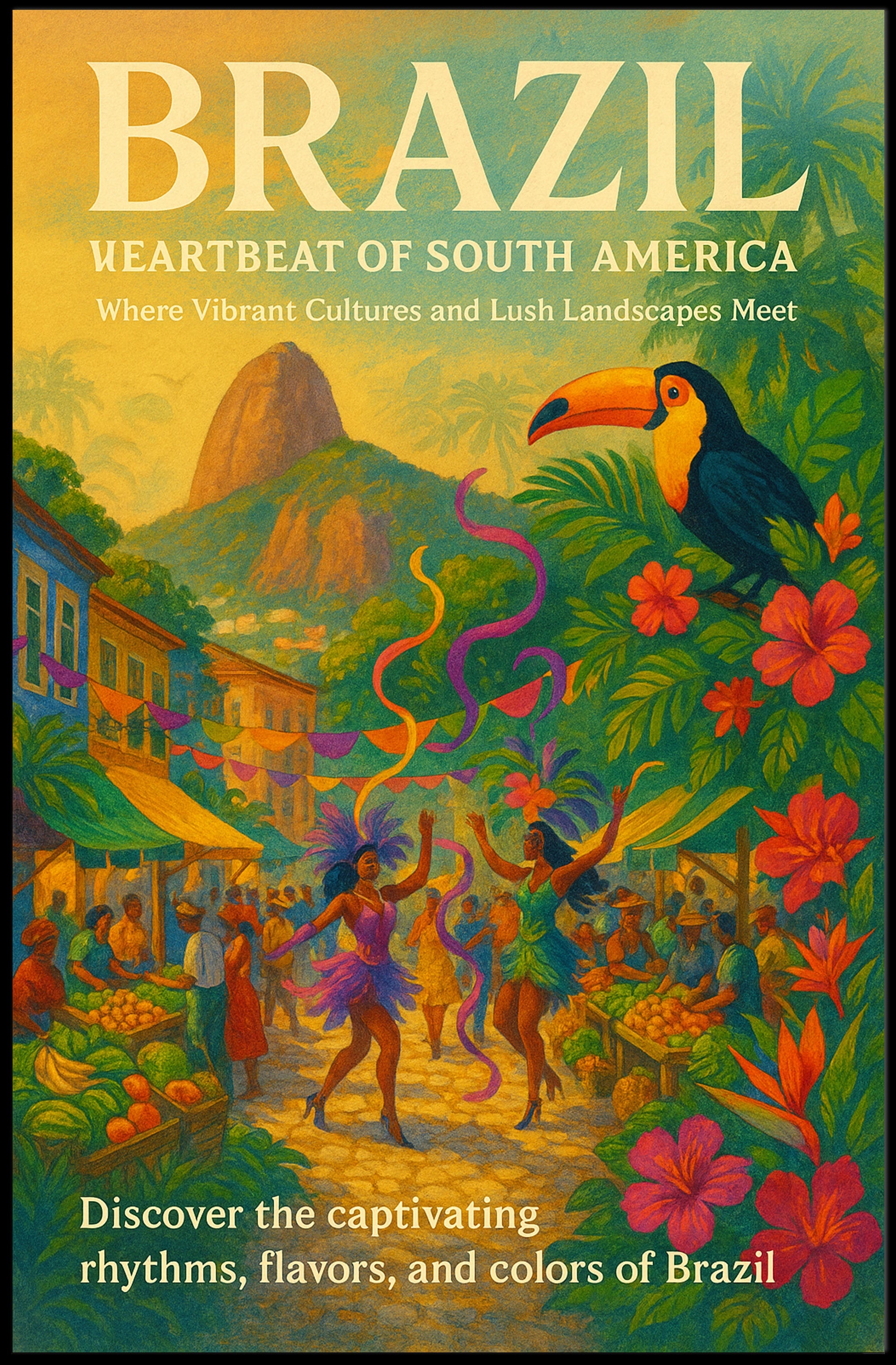 Brazil Heartbeat of South America Poster Art Print PosterGoat