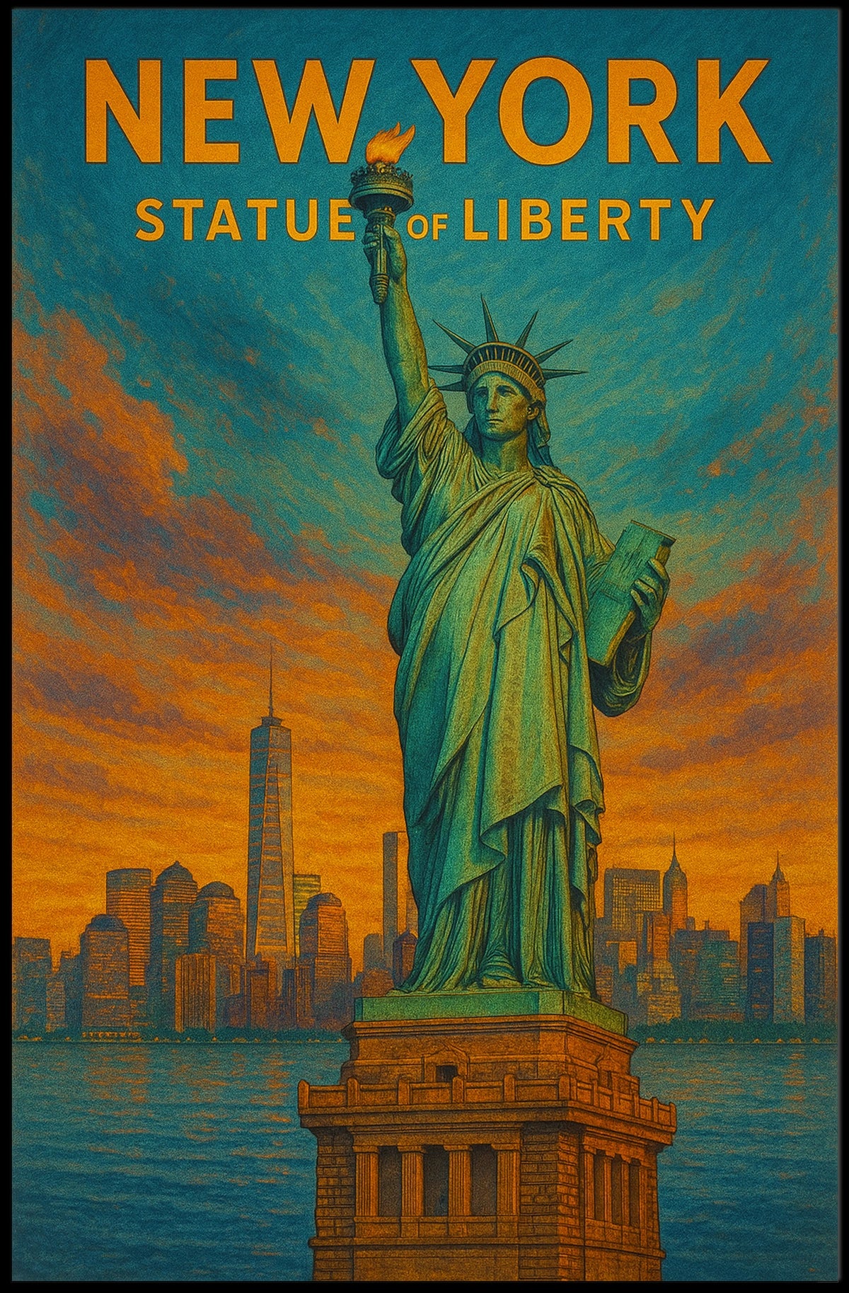 New York Statue of Liberty Poster Abstract Wall Art