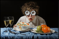 Surprised Dining Experience in Surreal Artistic Poster