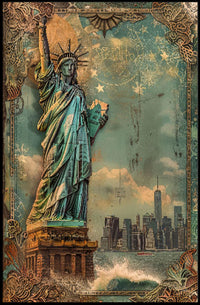 Statue Of Liberty American Heritage Poster Vintage Wall Art