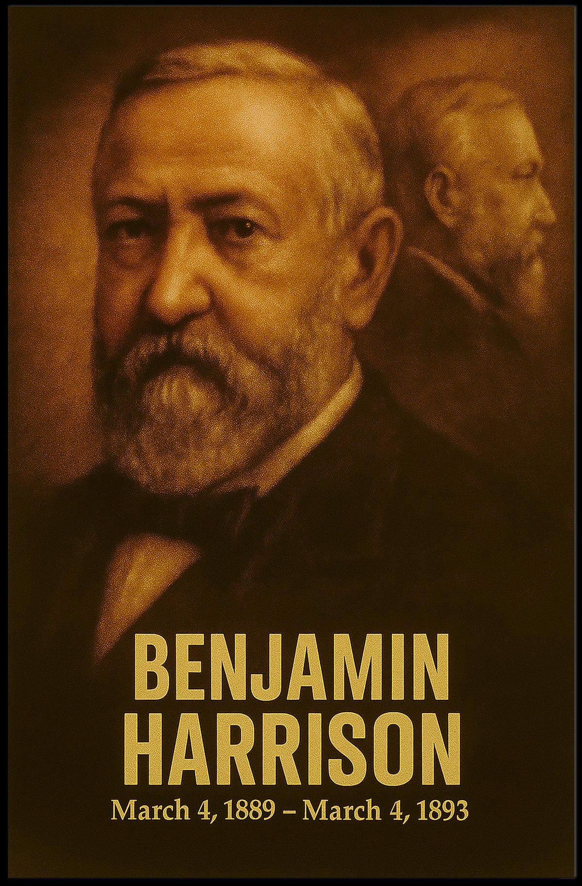 Benjamin Harrison Poster Vintage Presidential Portrait Wall Art Analog Film Aesthetic Print