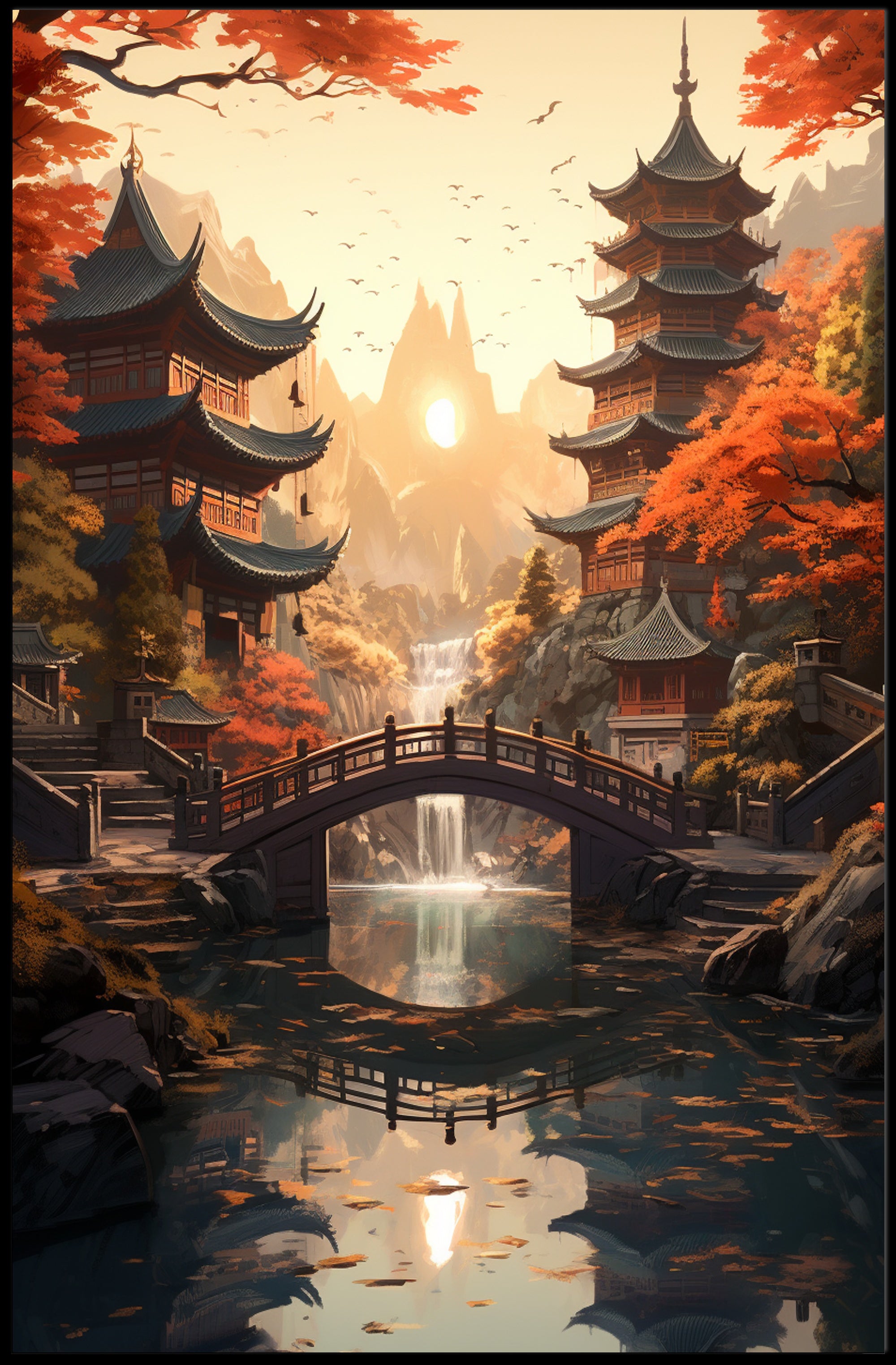 Tranquil Autumn In A Japanese Garden Poster