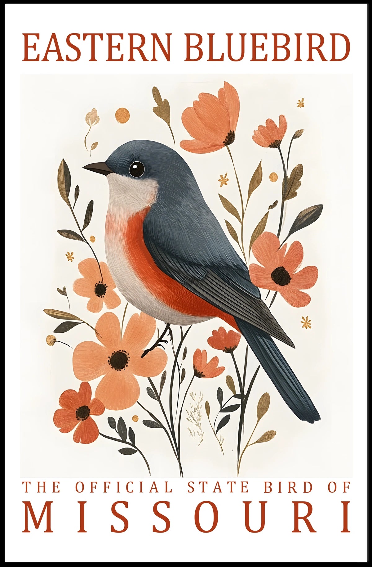 Eastern Bluebird Modern Art Poster for Home Decor