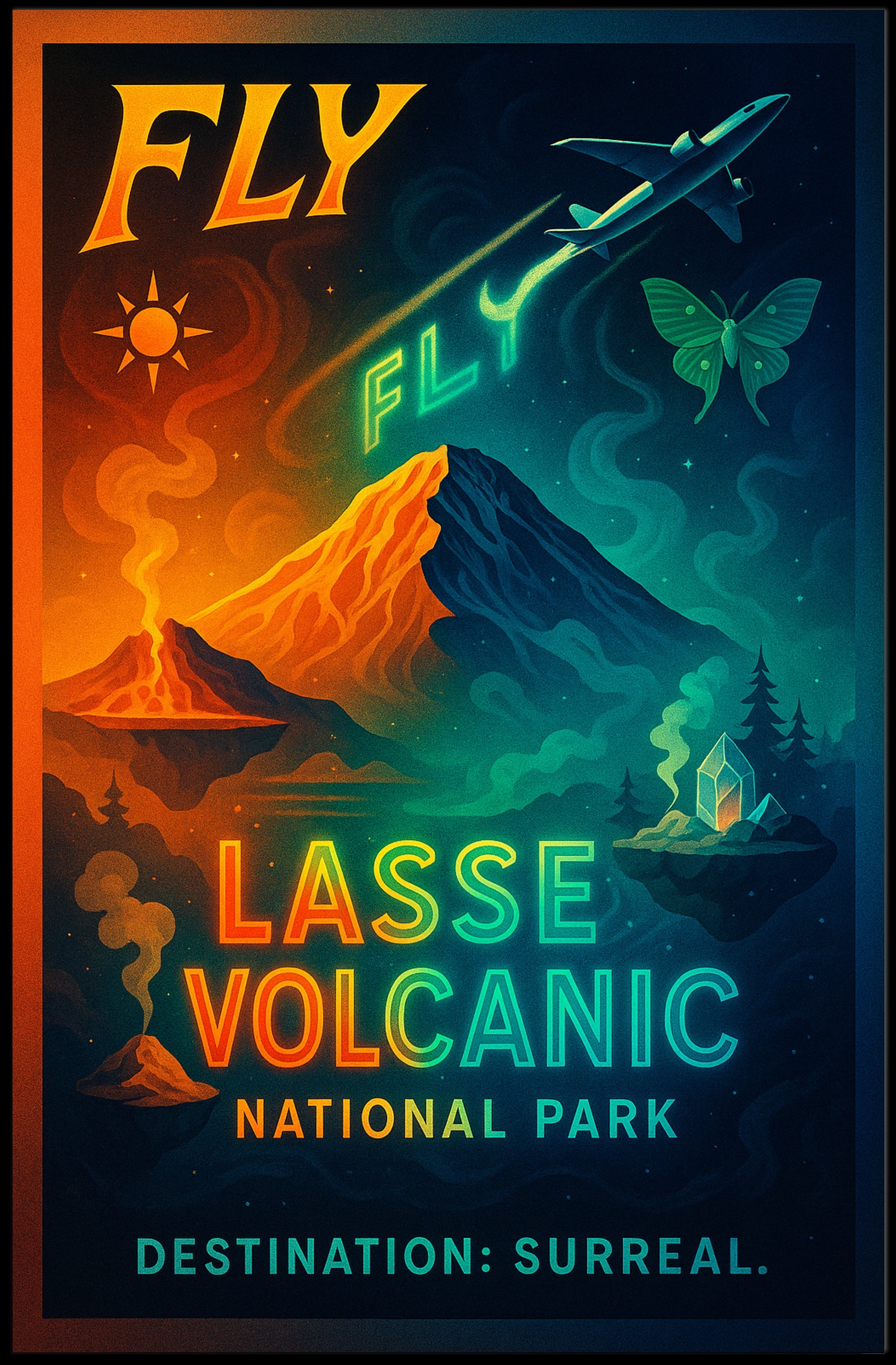 Fly to Lassen Volcanic National Park Poster