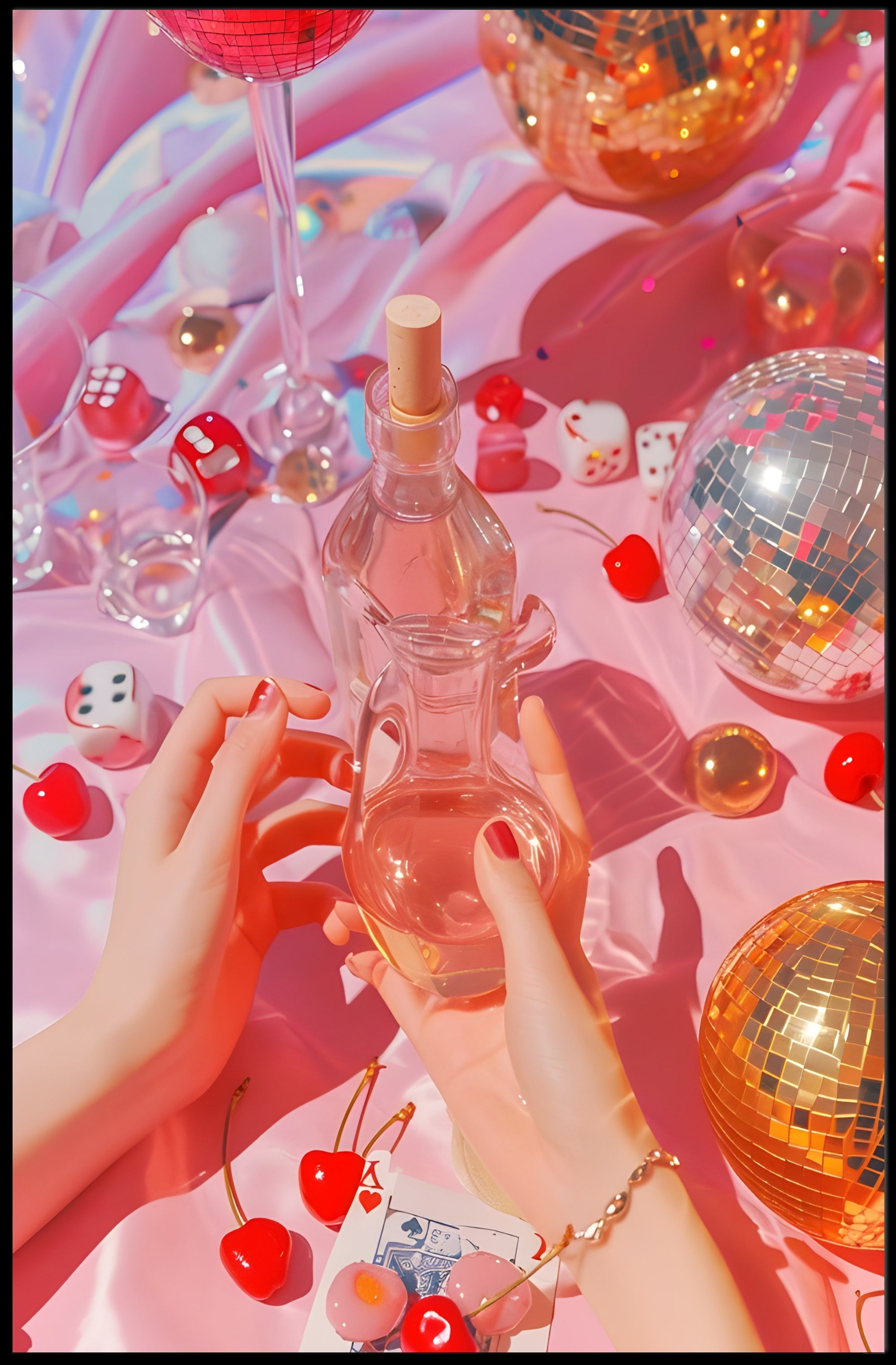 Vibrant Glamorous Nightlife Celebration Artistic Poster PosterGoat