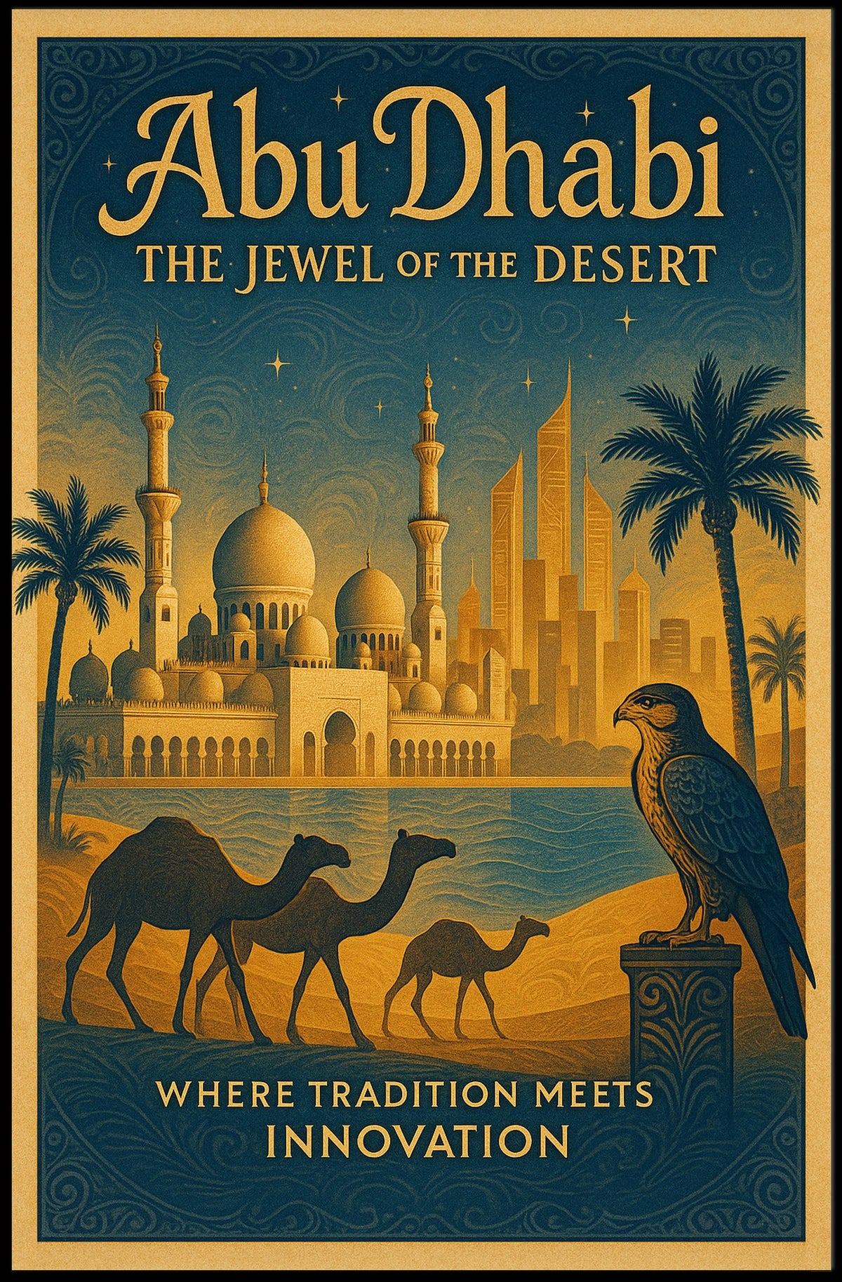 Abu Dhabi Vintage Travel Poster Tradition Meets Innovation