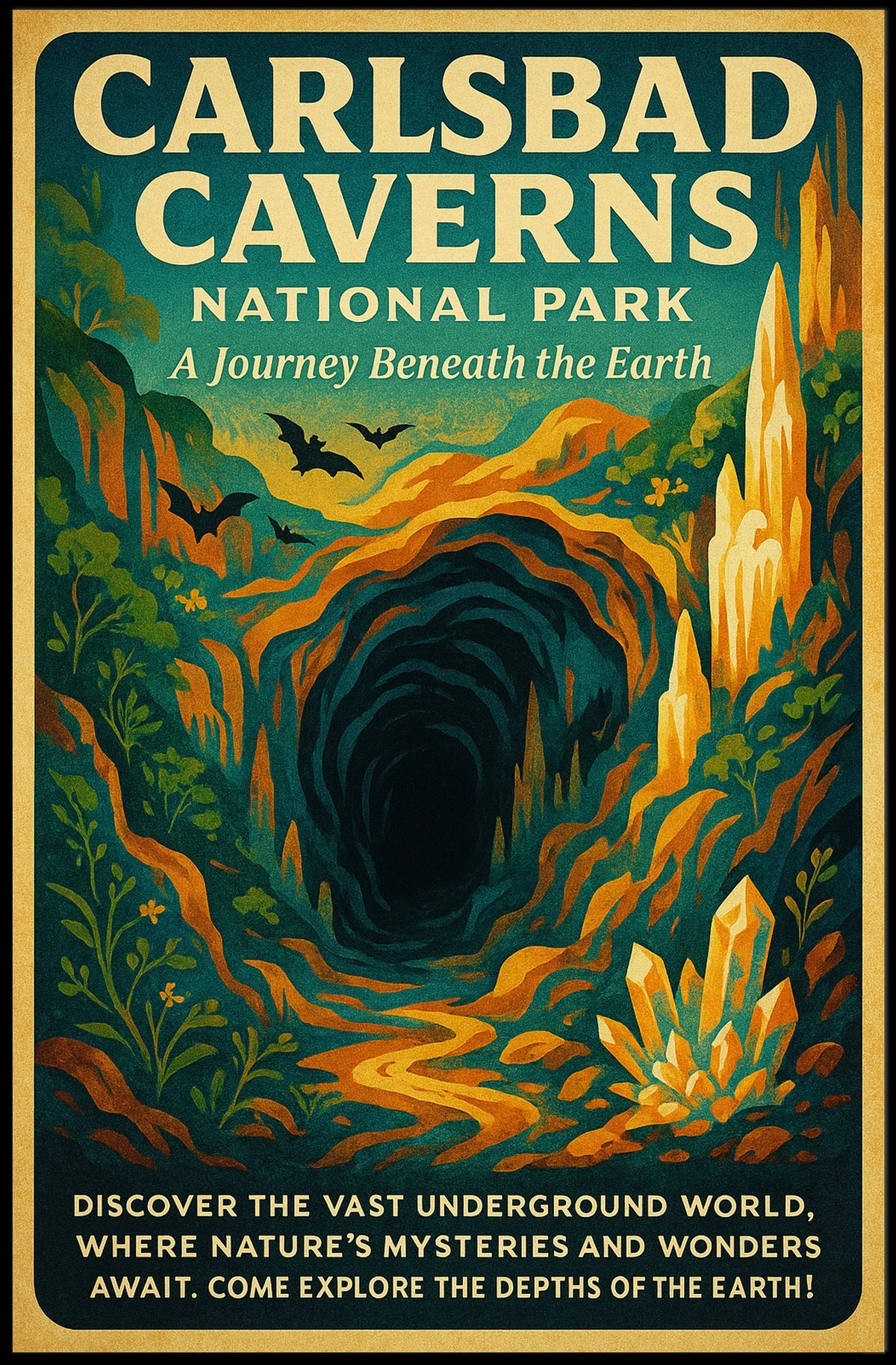 Carlsbad Caverns National Park Caves Exploration Adventure Poster
