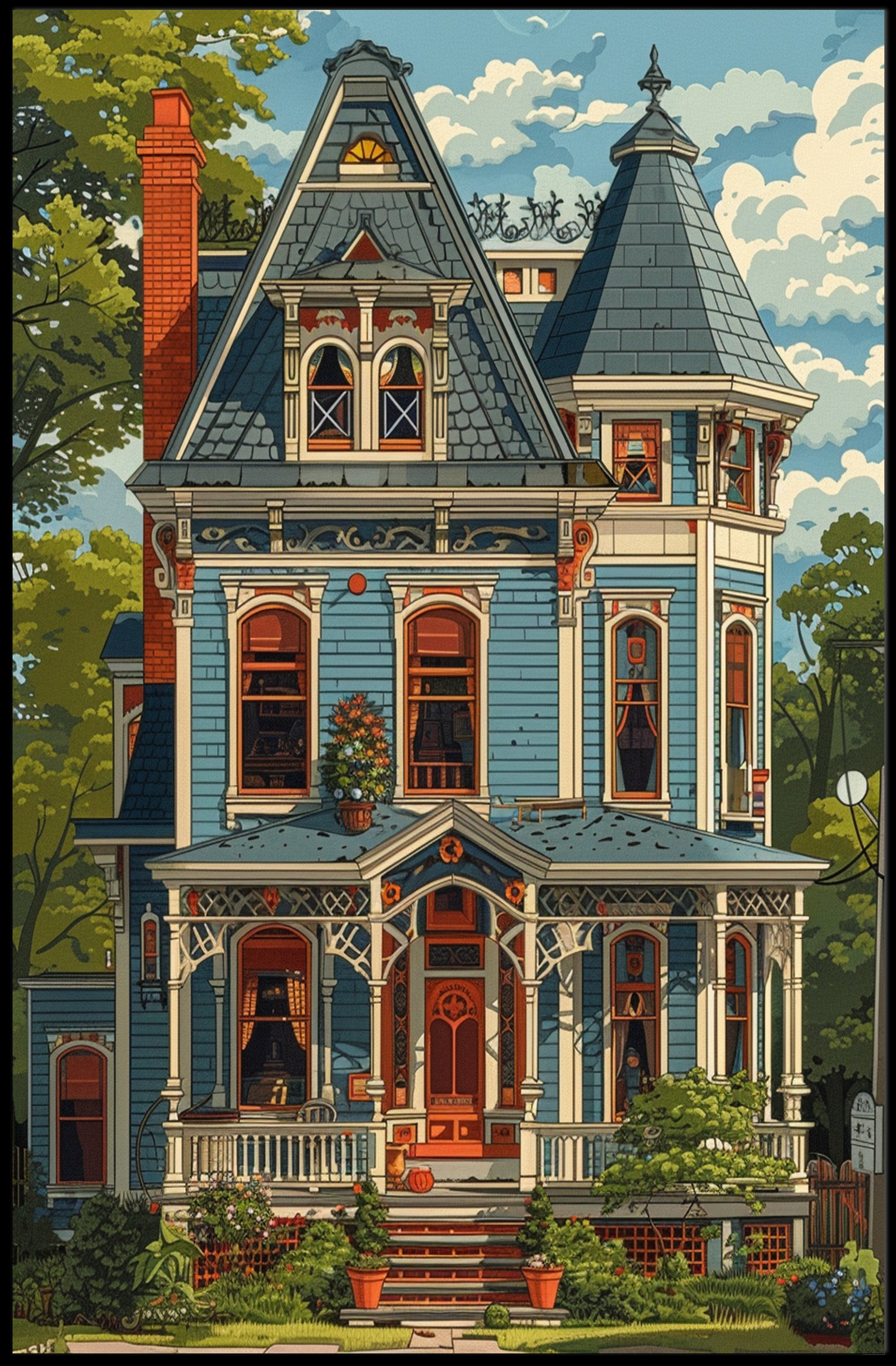 Victorian House Vintage Art Poster with Modern Twist PosterGoat