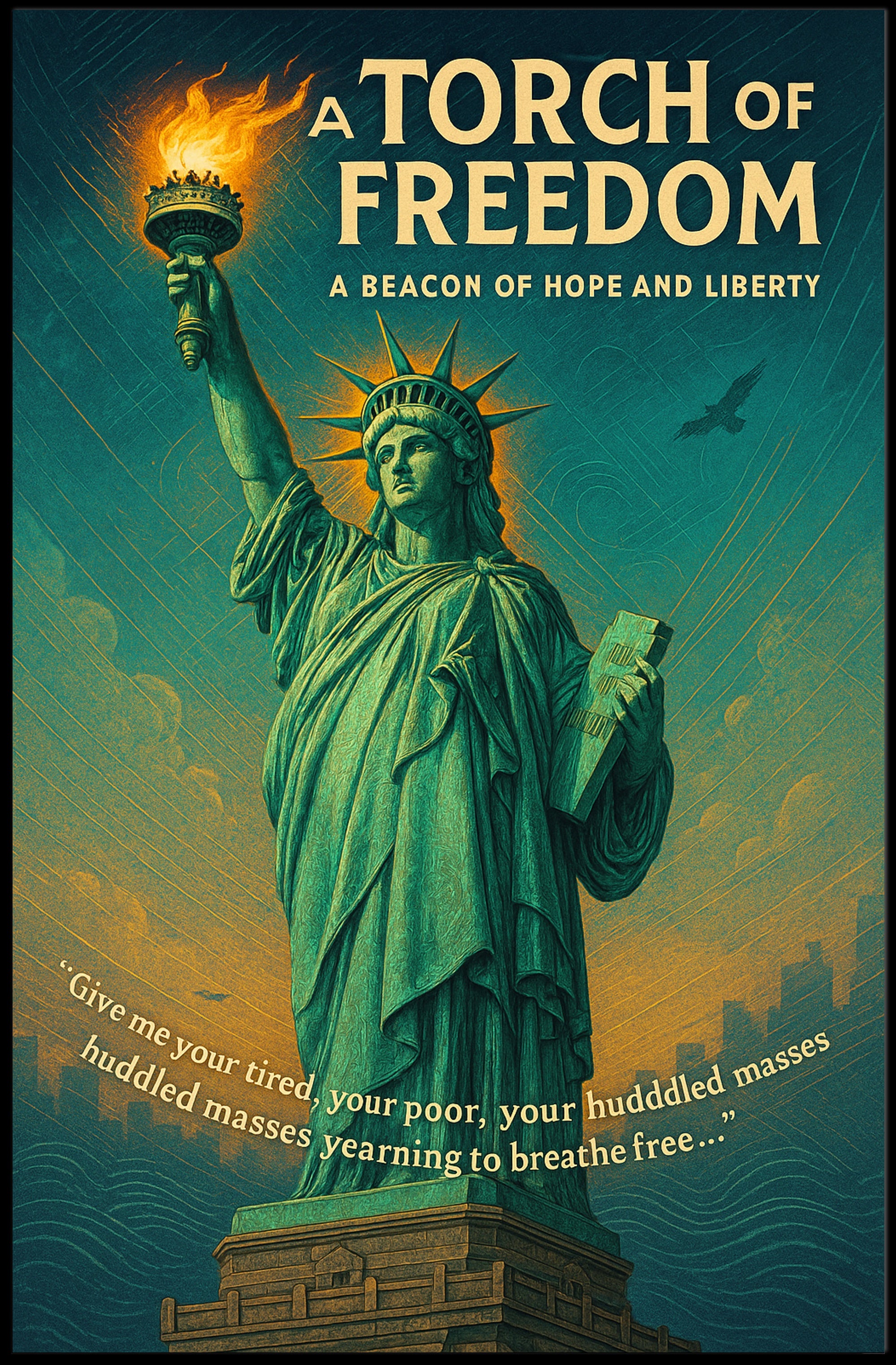 Statue of Liberty Vintage Art, Motivational or Quote Poster