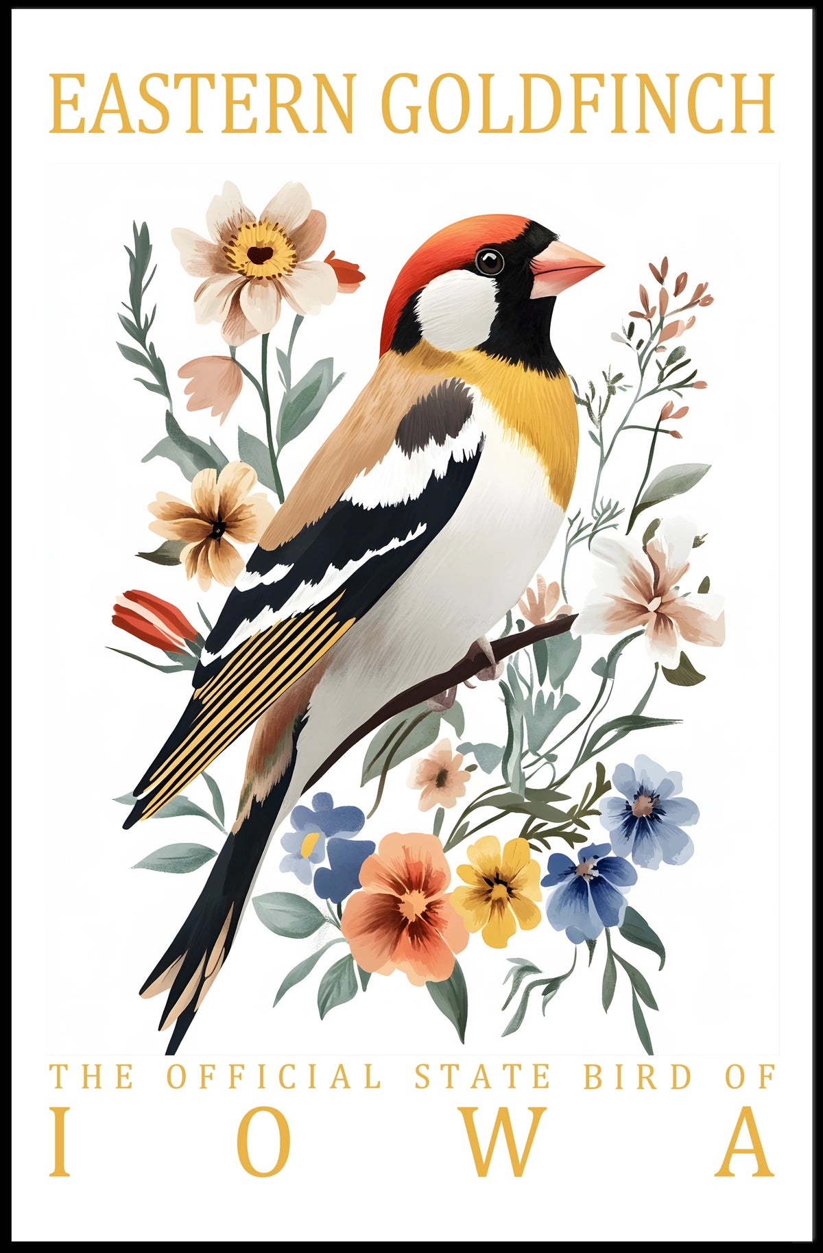 Eastern Goldfinch Iowa State Bird Art Poster
