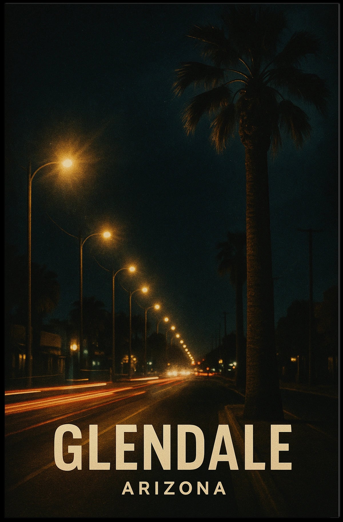 Glendale Night Lights Urban Photography Poster