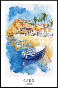 Cabo Watercolor Scenic View Travel Poster PosterGoat