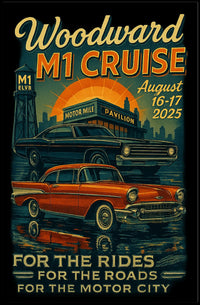 Woodward M1 Cruise Vintage Automotive Poster