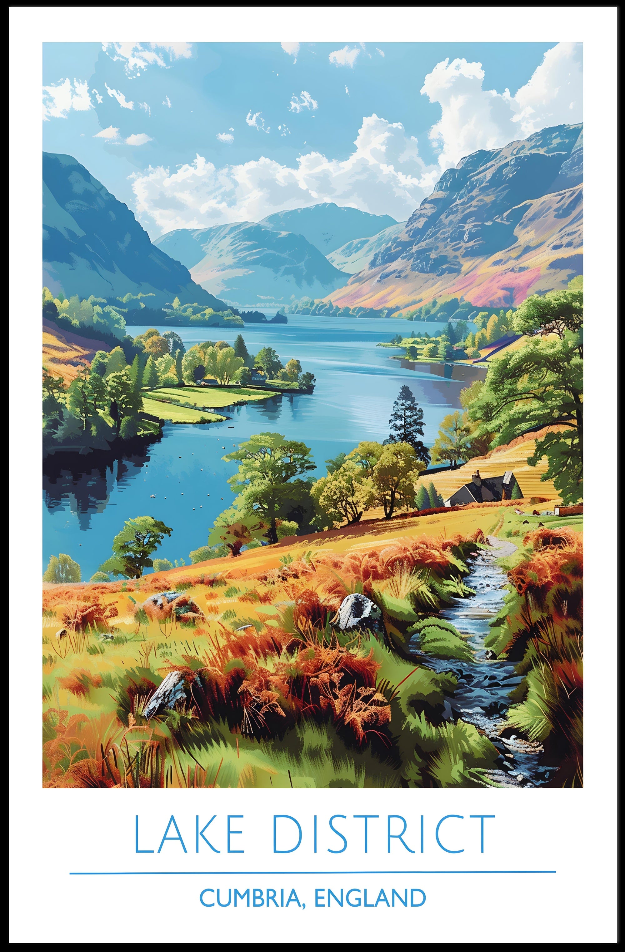 Lake District Escape: Vintage Style Travel Poster