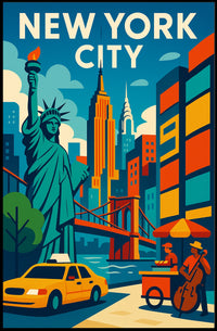 New York City Poster Vibrant Cityscape For Home Decor